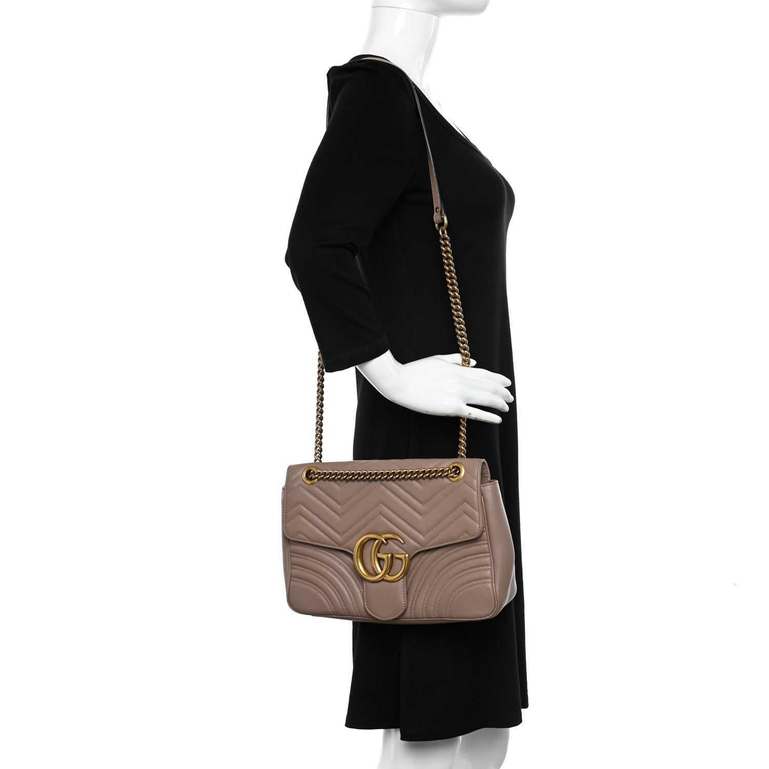Gucci Calfskin Matelasse Medium GG Marmont Shoulder Bag Porcelain Rose 2 of 10