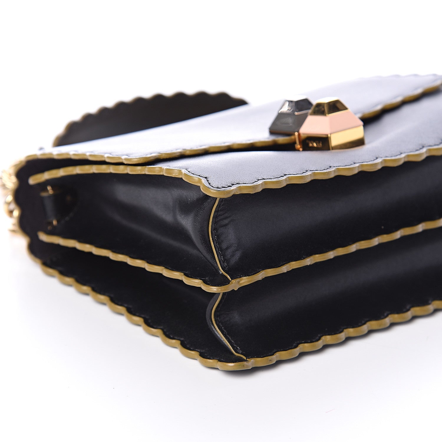 Fendi Vitello Liberty Scalloped Studded Small Kan I Shoulder Bag Black 6 of 7