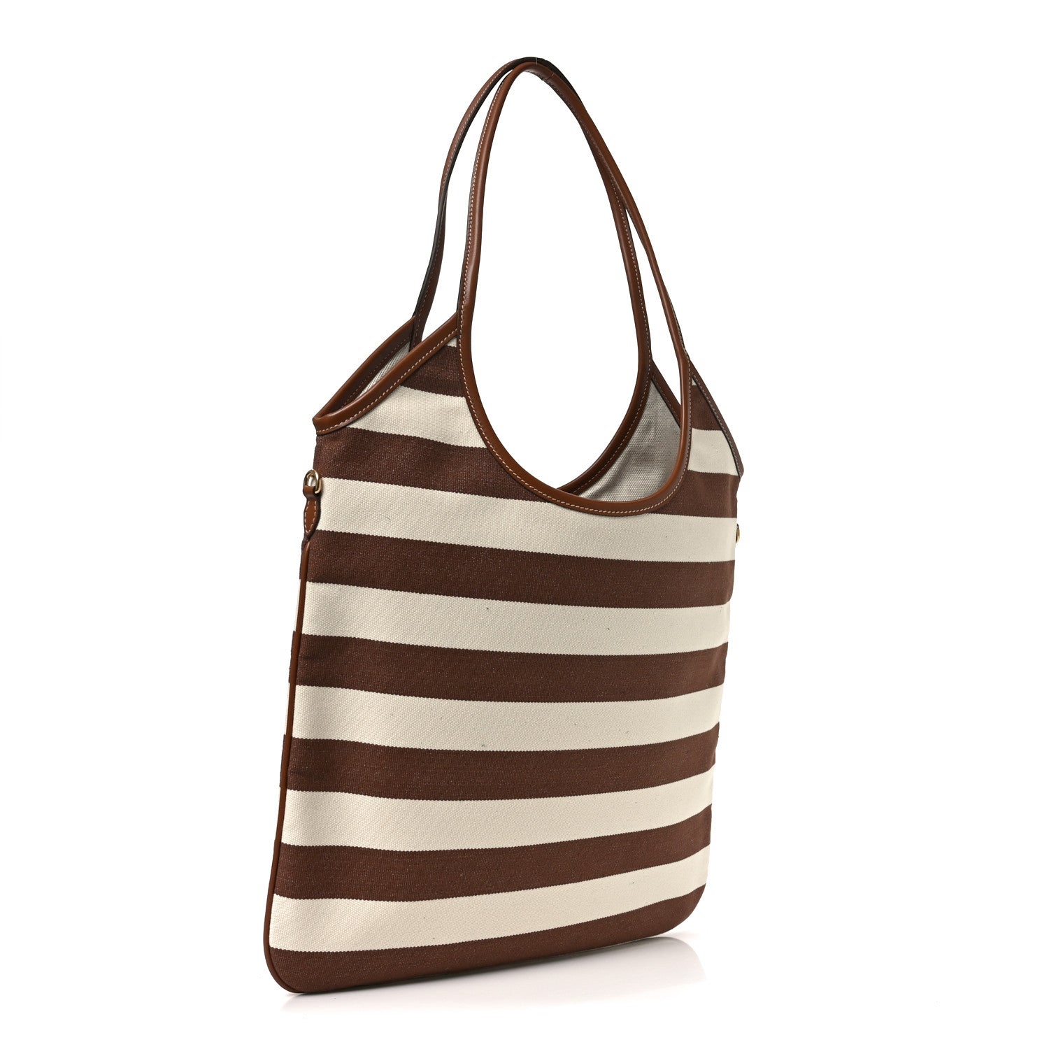 Miu Miu Canvas Calfskin Striped Ivy Cacao Naturale 3 of 9