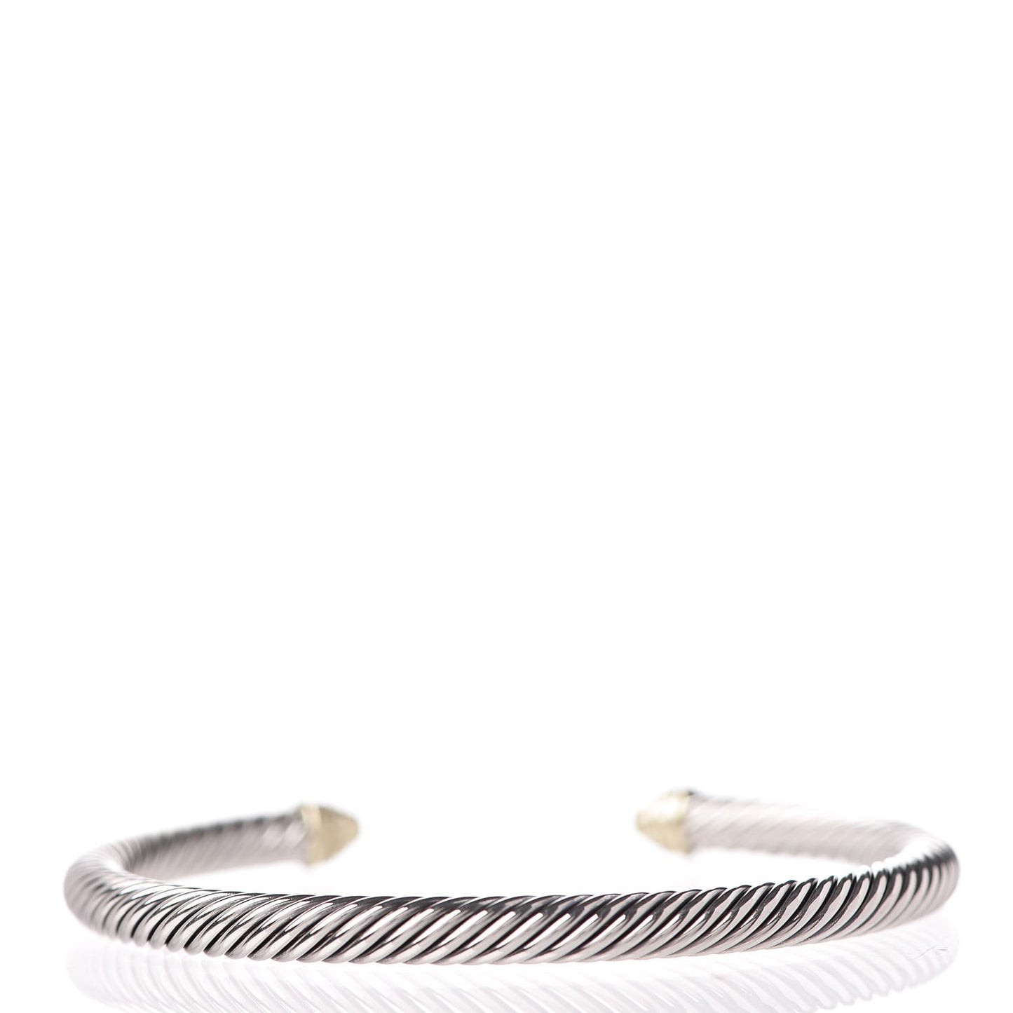 Sterling Silver 18K Yellow Gold Pave Diamond 5mm Cable Classics Bracelet