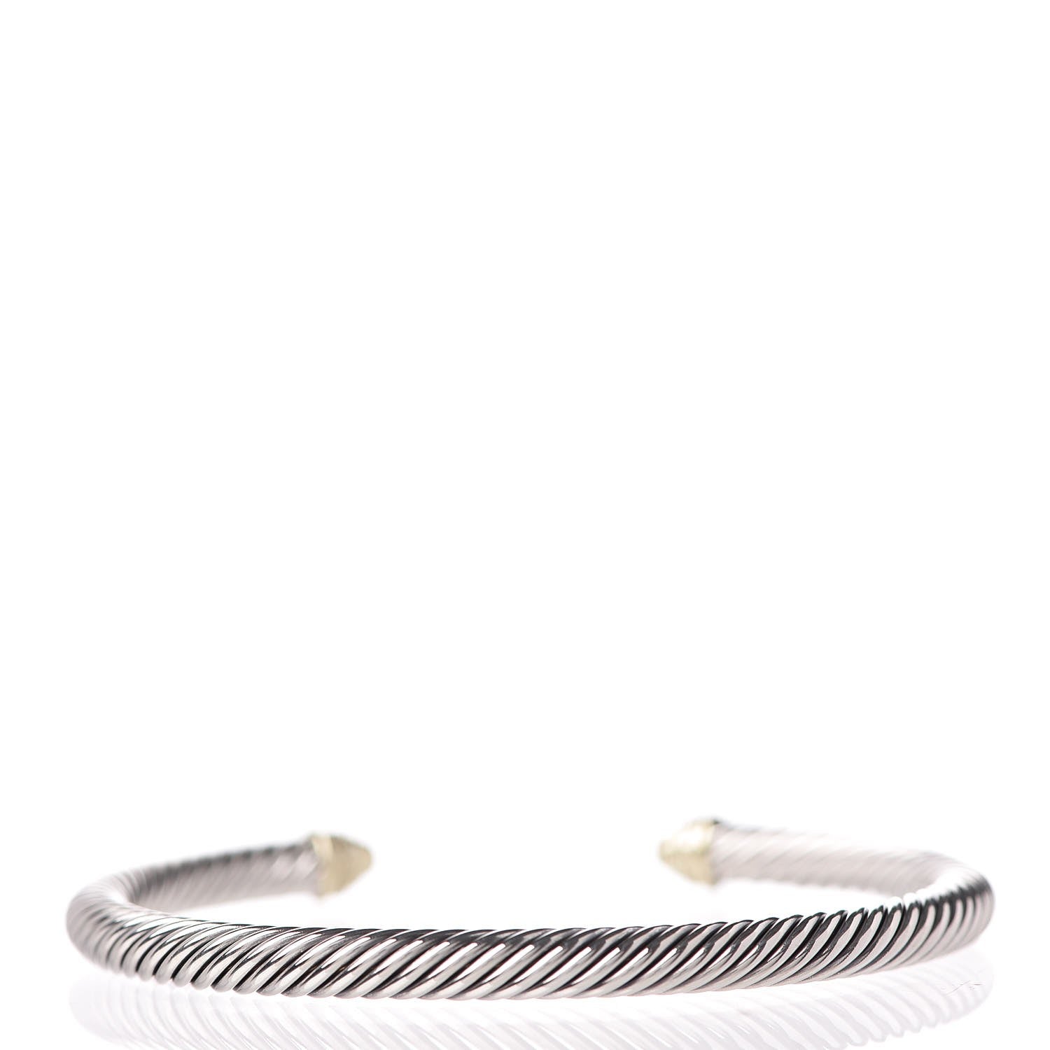 David Yurman Sterling Silver 18K Yellow Gold Pave Diamond 5mm Cable Classics Bracelet 3 of 5