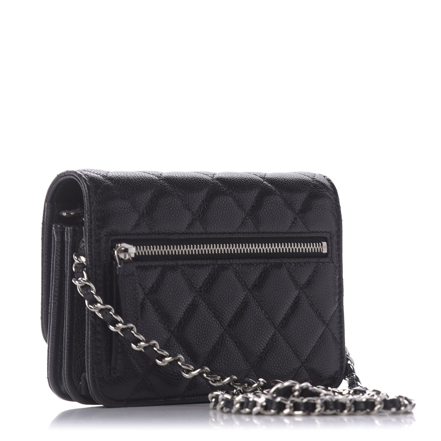 Caviar Quilted Mini Wallet On Chain WOC Black