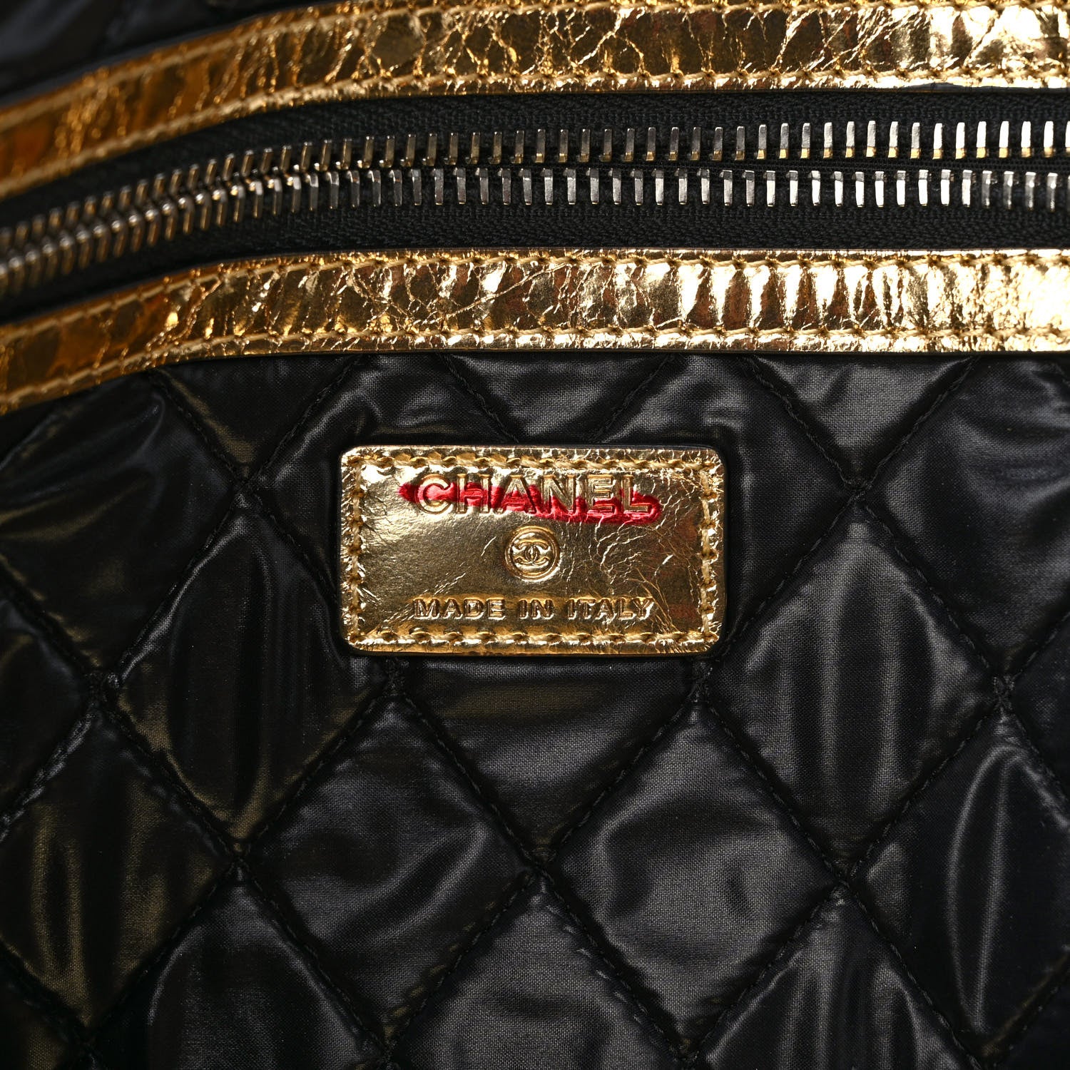 Chanel Metallic Lambskin Medium Je Ne Suis Pas En Solde Pouch Clutch Gold 6 of 7