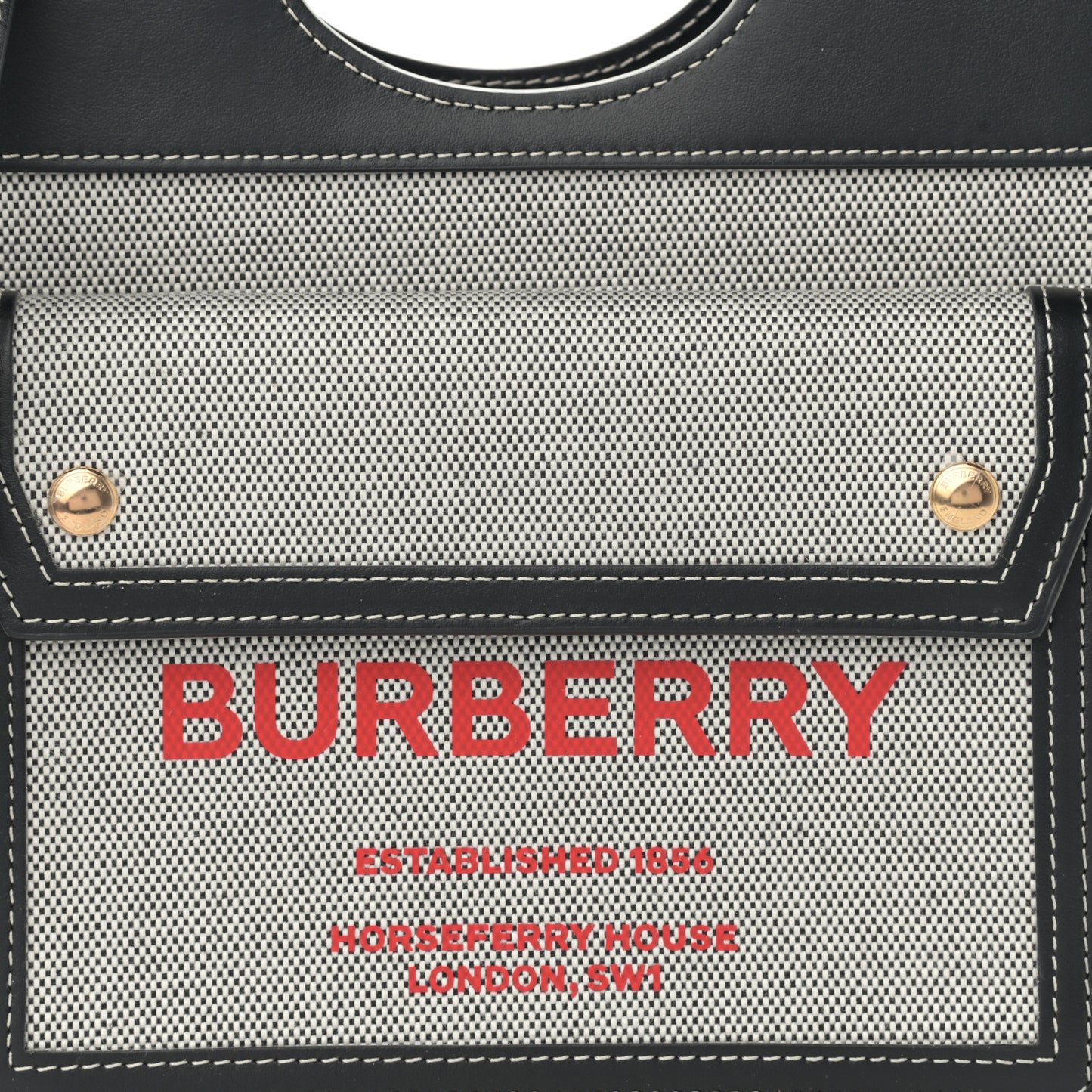 Canvas Smooth Calfskin Two Tone Mini Pocket Bag Black Fiery Red