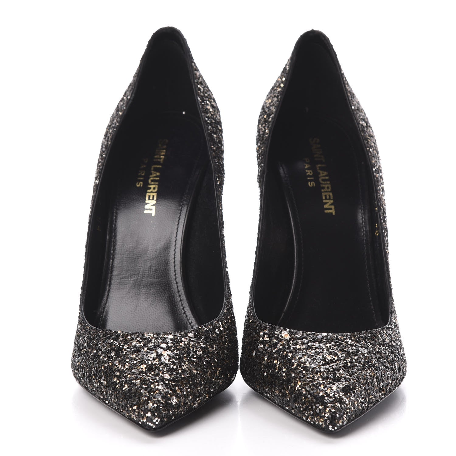Saint Laurent Glitter Era Pumps 38 Black Silver 3 of 9
