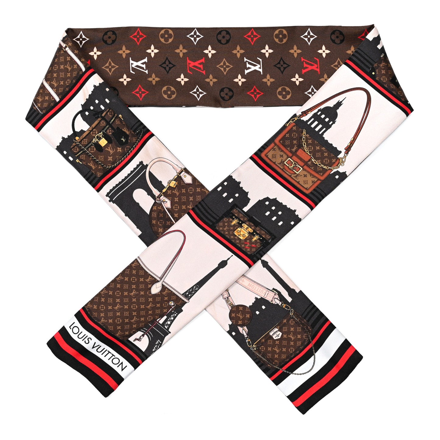 Silk Monogram Skyline Bandeau Marron