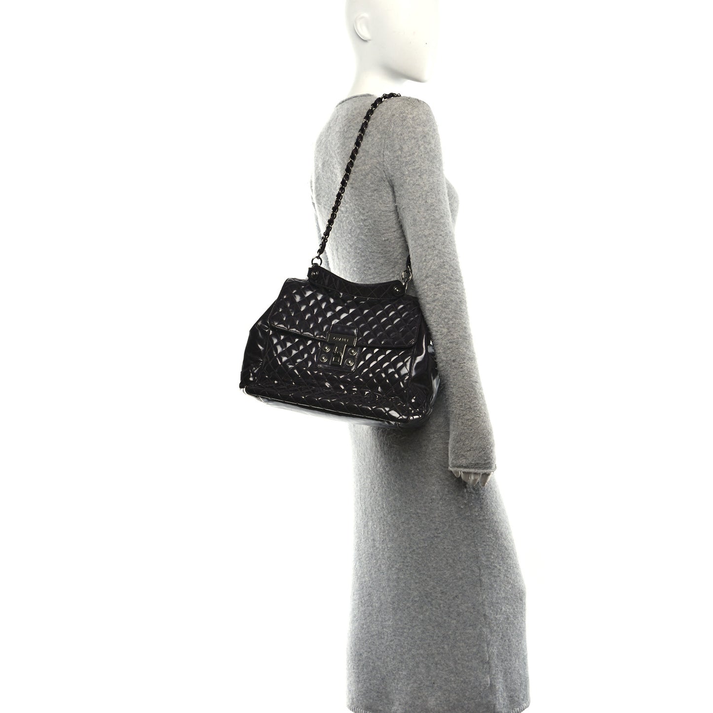 Glazed Calfskin Mademoiselle Lock Kelly Flap Bag Brown