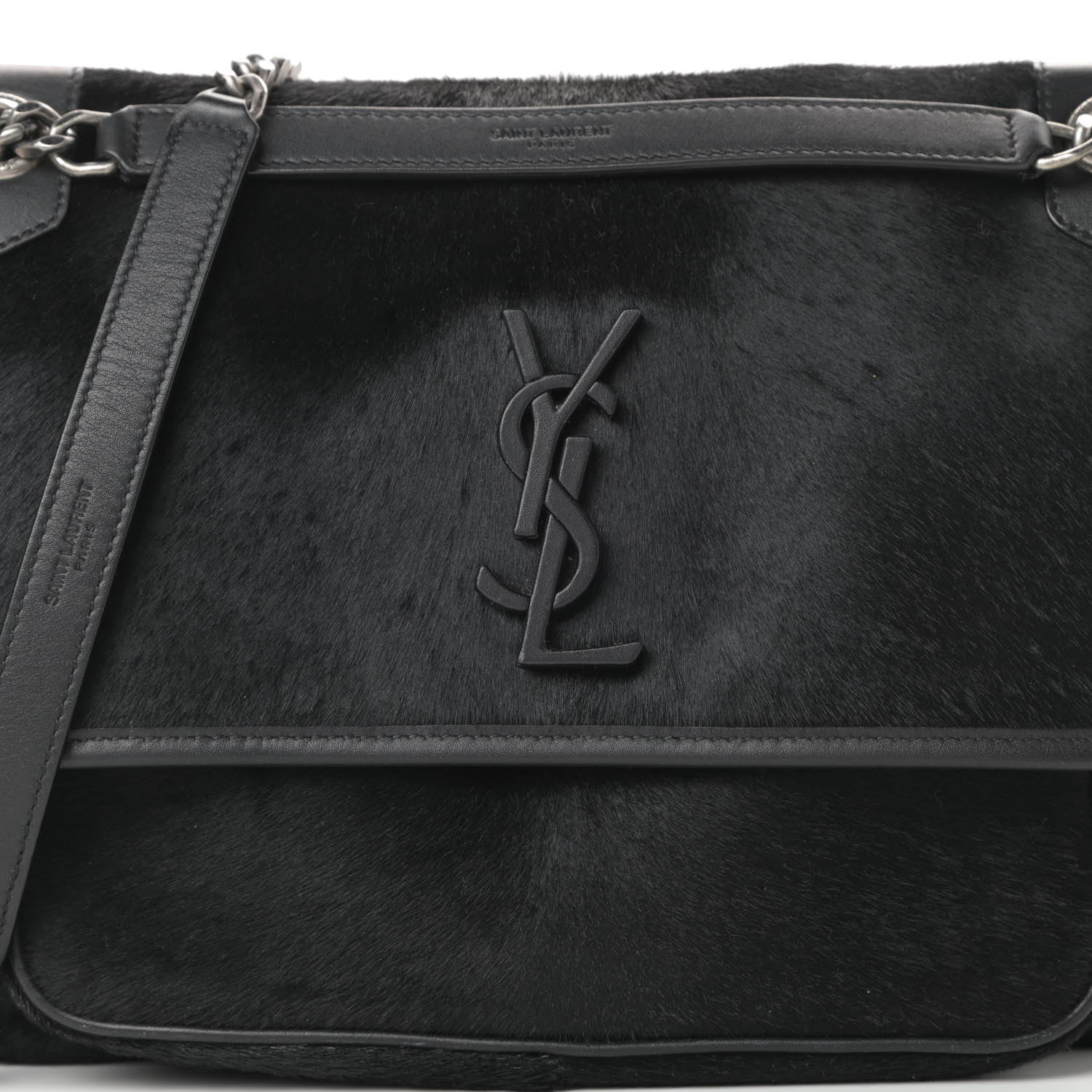 Saint Laurent Calf Hair Matelasse Monogram Medium Niki Chain Satchel Black 8 of 12