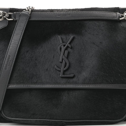 Saint Laurent Calf Hair Matelasse Monogram Medium Niki Chain Satchel Black 8 of 12