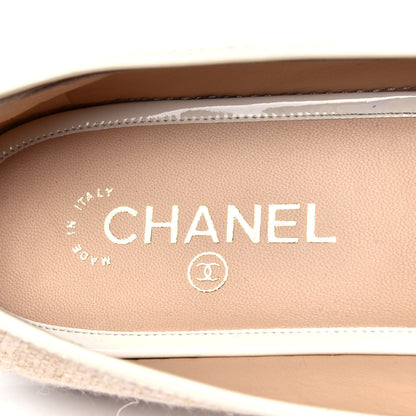 Chanel Fabric Patent Calfskin CC Espadrilles White Beige 6 of 6