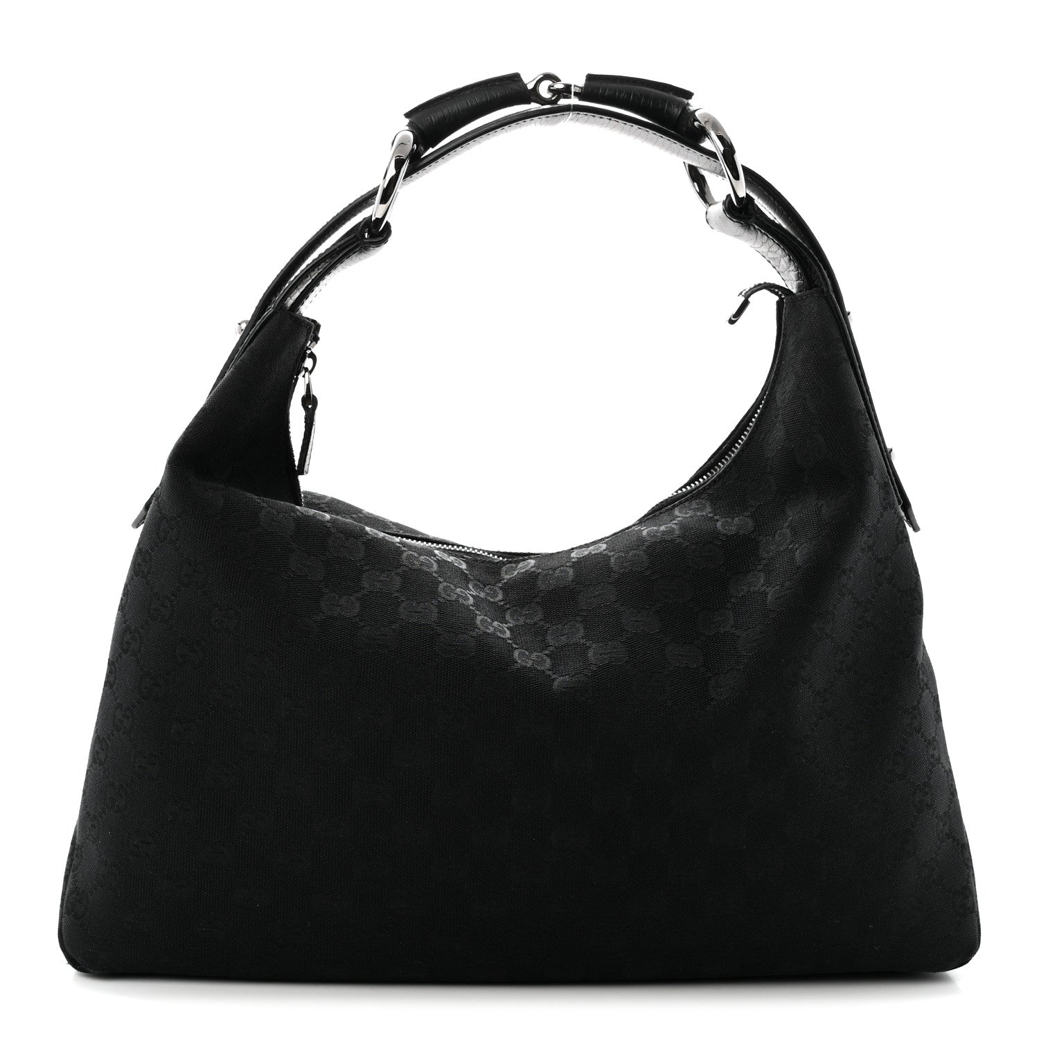 Gucci Monogram Medium Horsebit Chain Hobo Black 1 of 10