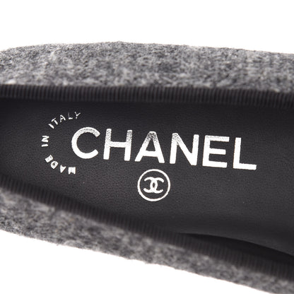 Chanel Tweed Grosgrain Cap Toe Ballerina Flats 37.5 Dark Grey Black 7 of 13