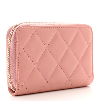 Chanel Lambskin Quilted Zip Around Coin Purse Light Pink 3 of 8