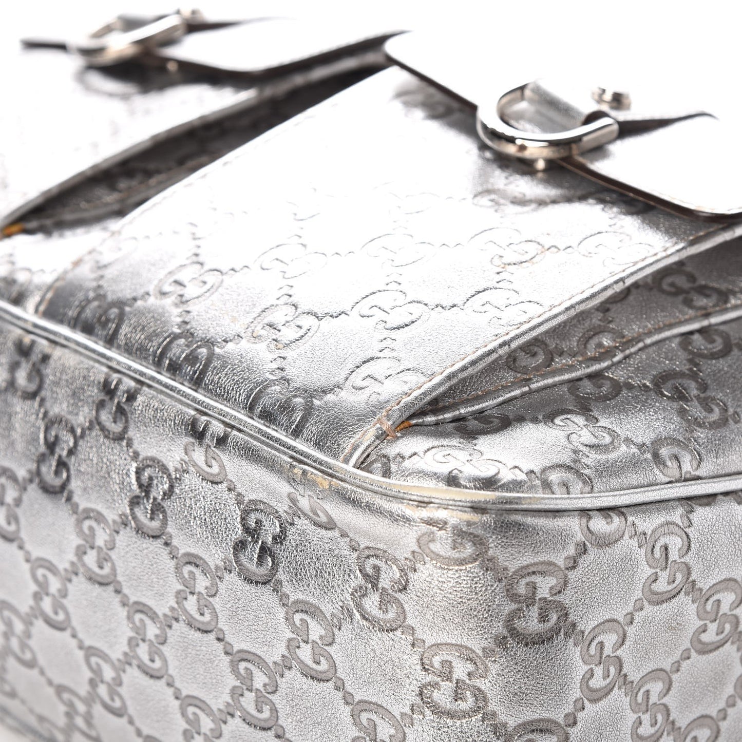 Metallic Guccissima Pocket Hobo Silver