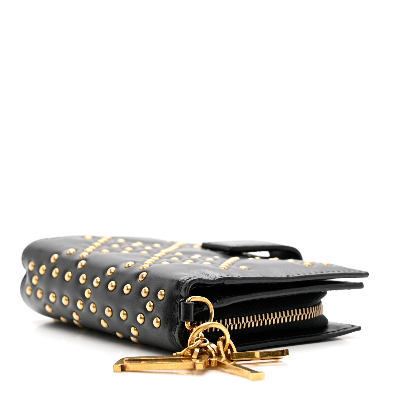 Christian Dior Lambskin Cannage Studded Lady Dior Compact Wallet Black 4 of 7