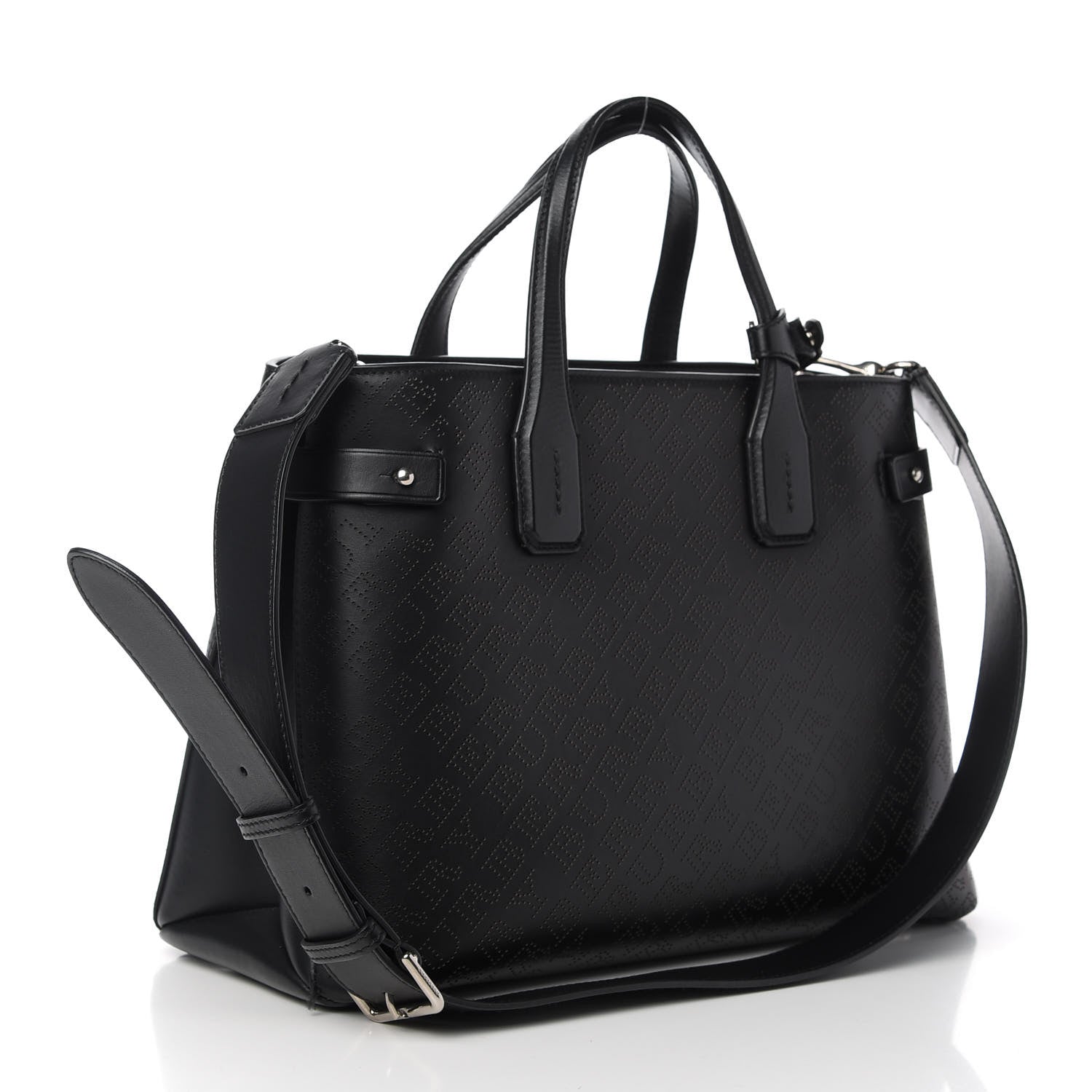 Burberry Calfskin Perforated Medium Banner Tote Black 3 of 13