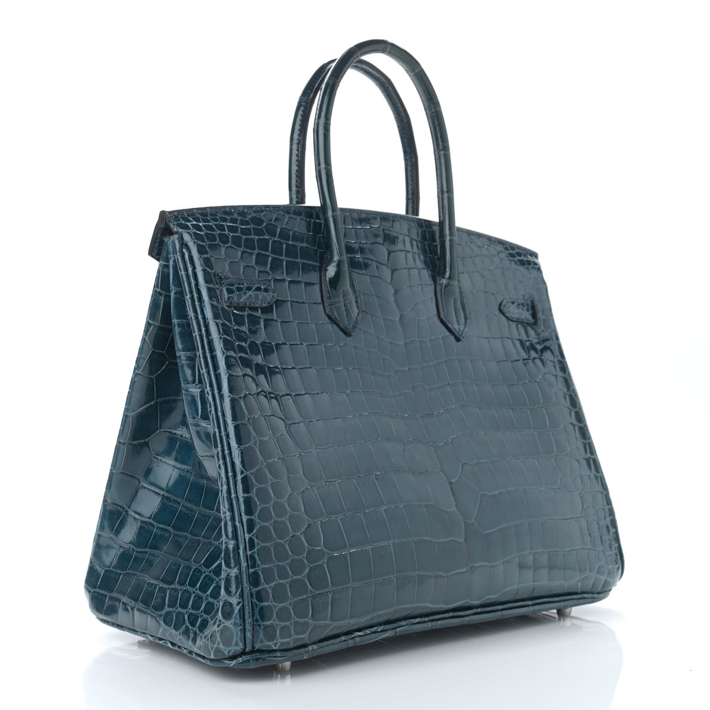 Shiny Porosus Crocodile Birkin 35 Bleu Roi