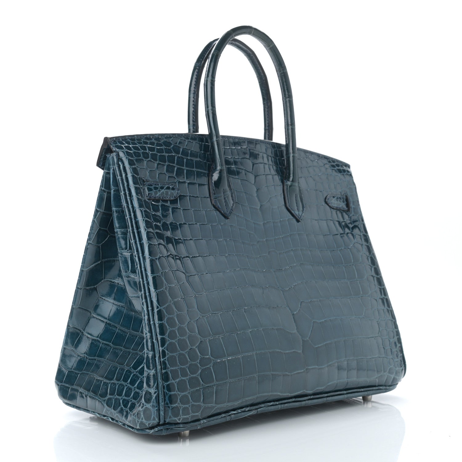 Hermes Shiny Porosus Crocodile Birkin 35 Bleu Roi 3 of 11