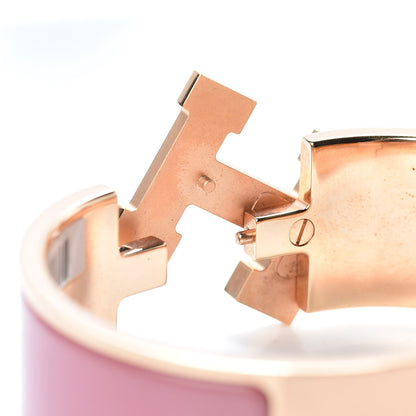 Hermes Enamel Wide Clic Clac H Bracelet PM Rose Velours 5 of 6
