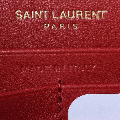 Saint Laurent Lambskin Matelasse Monogram Vicky Chain Wallet Rouge Eros 7 of 8