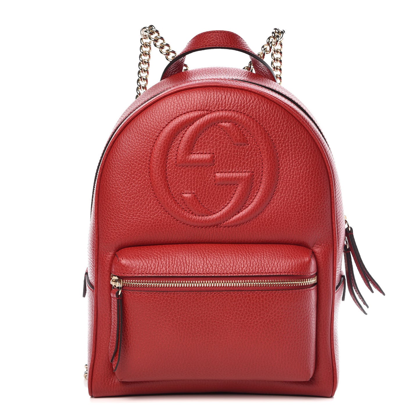 Pebbled Calfskin Soho Chain Backpack Red