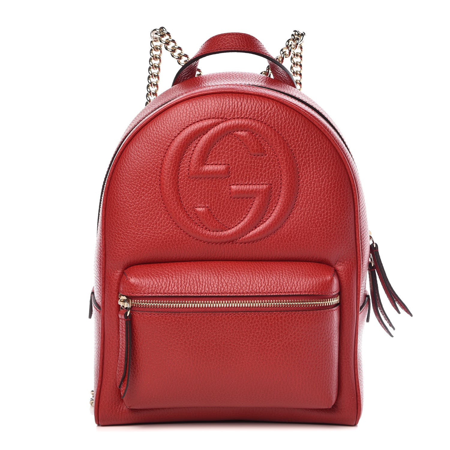 Gucci Pebbled Calfskin Soho Chain Backpack Red 1 of 10