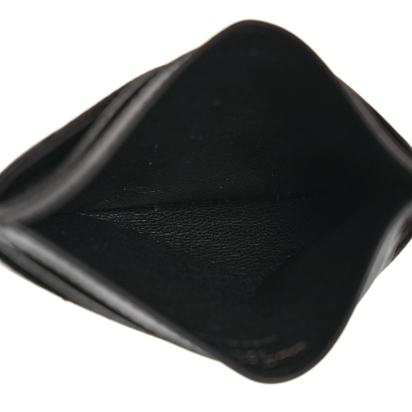 SAINT LAURENT Grain De Poudre Matelasse Chevron Monogram Credit Card Case Black