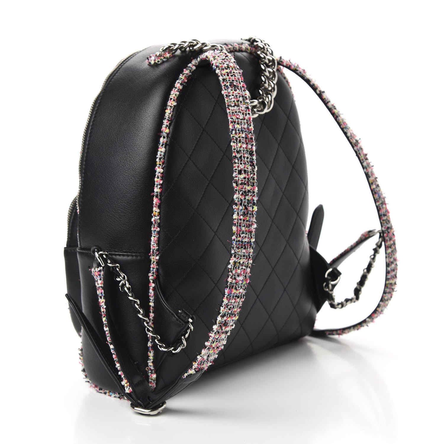 Chanel Lambskin Tweed Quilted Elegant Trim Backpack Black 2 of 10