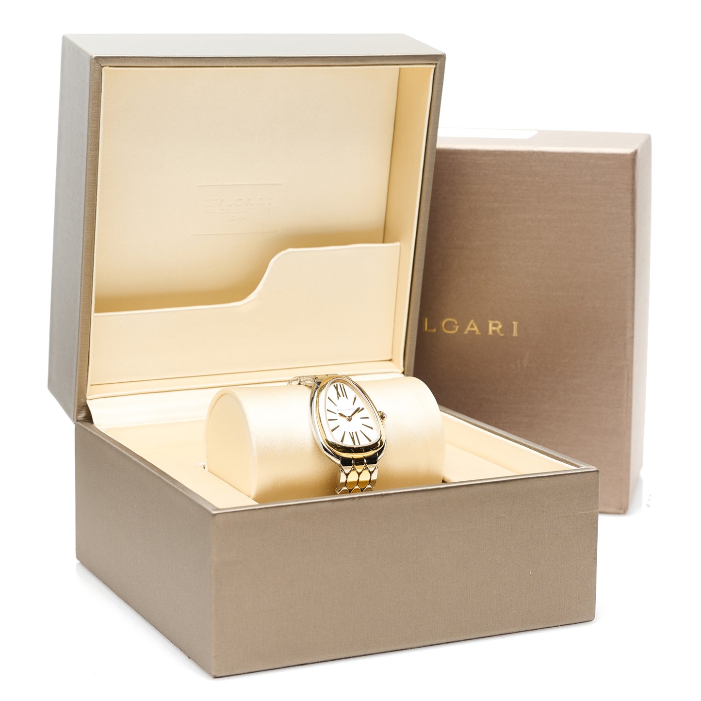 Stainless Steel 18K Yellow Gold 33mm Serpenti Seduttori Quartz Watch