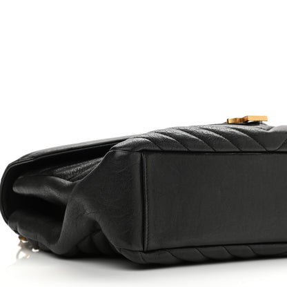 Saint Laurent Sheepskin Matelasse Chevron Monogram Large College Satchel Black 9 of 11