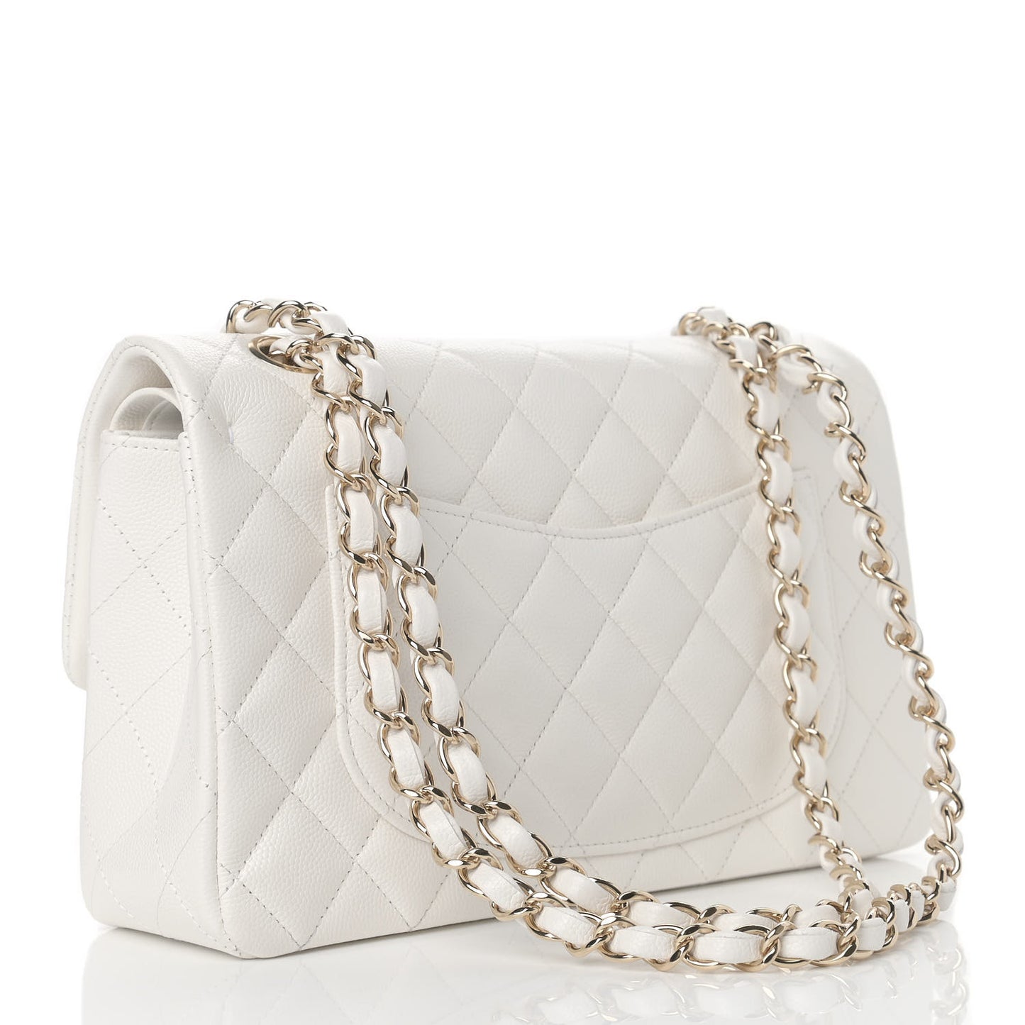Caviar Quilted Small Double Flap White