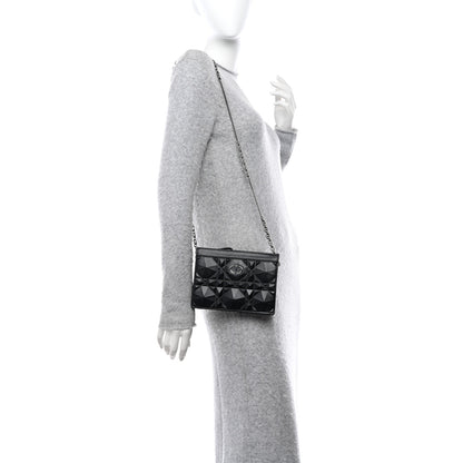 Christian Dior CHRISTIAN DIOR Calfskin Macrocannage Diamond Caro Zipped Pouch With Chain Black 2 of 11