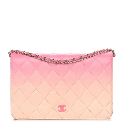 Chanel Faded Lambskin Quilted Zephyr Wallet on Chain WOC Dark Pink 1 of 10