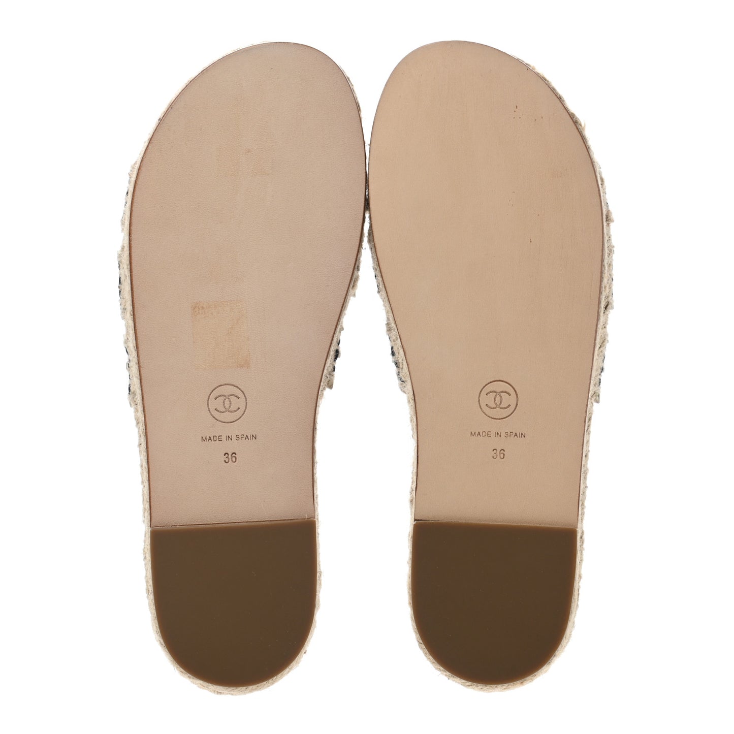 Lambskin Chain Espadrille Slip On Sandals 36 Black White