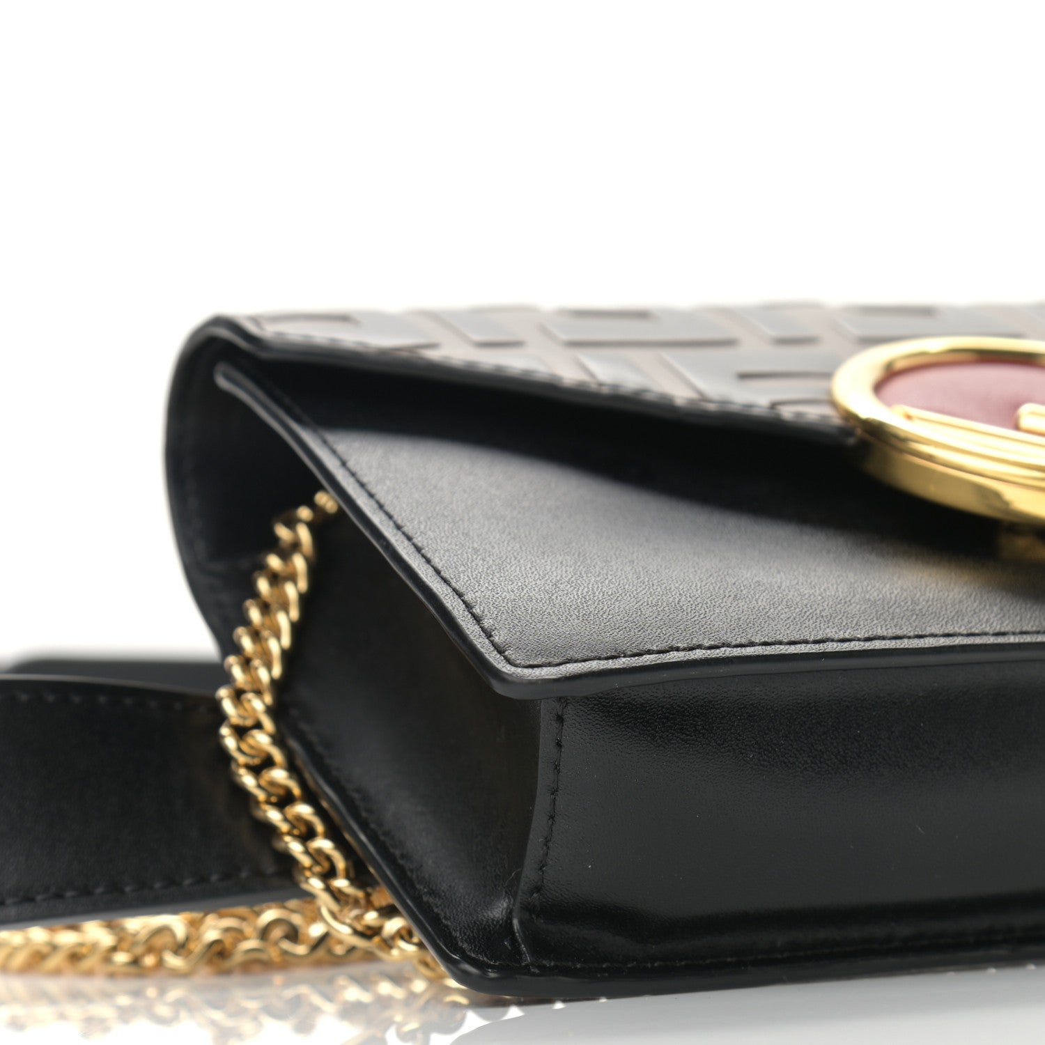 Fendi Vitello Liberty F is Fendi Bi-Color FF 1974 Embossed Envelope Belt Bag Maya Black 8 of 10