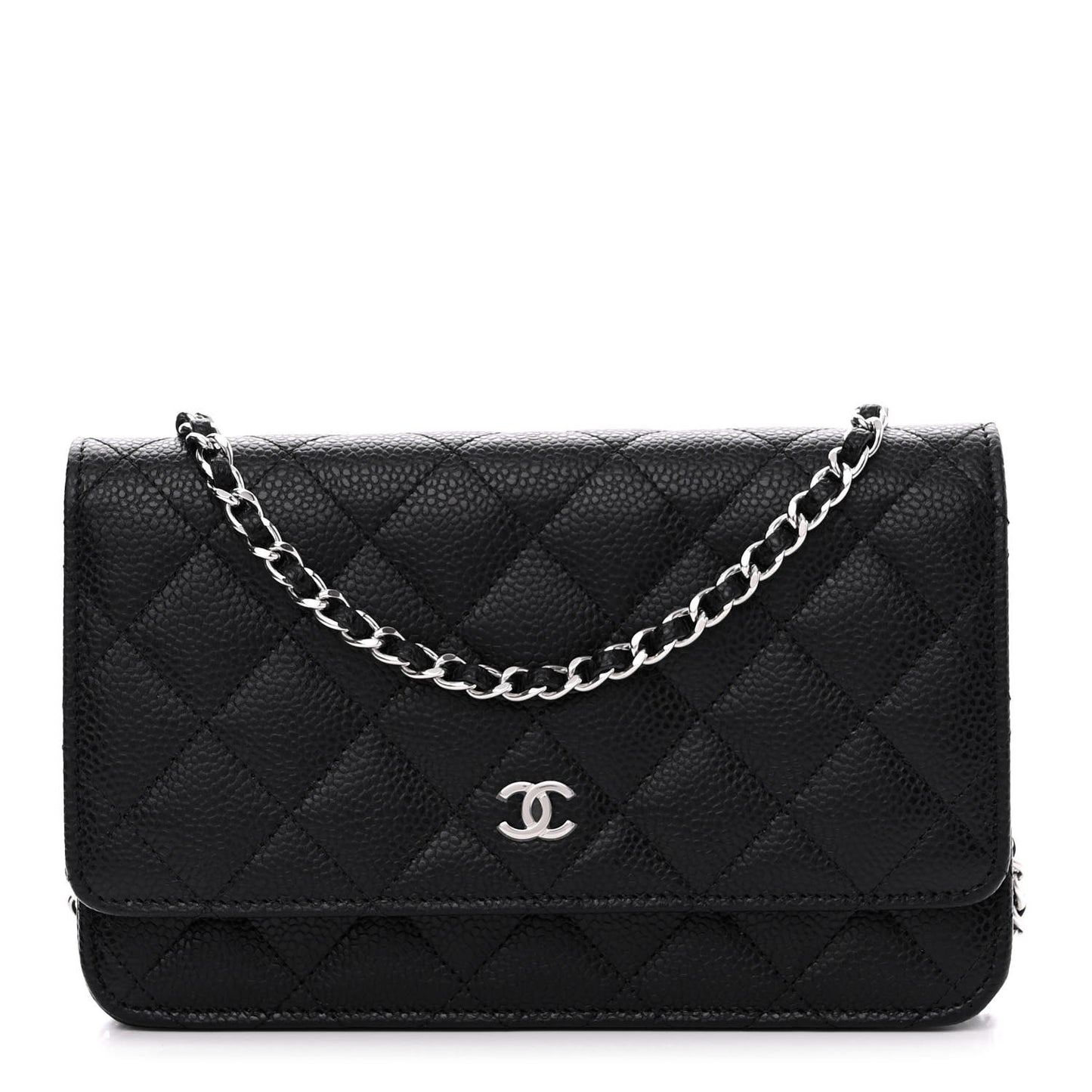 Caviar Quilted Wallet on Chain WOC Black