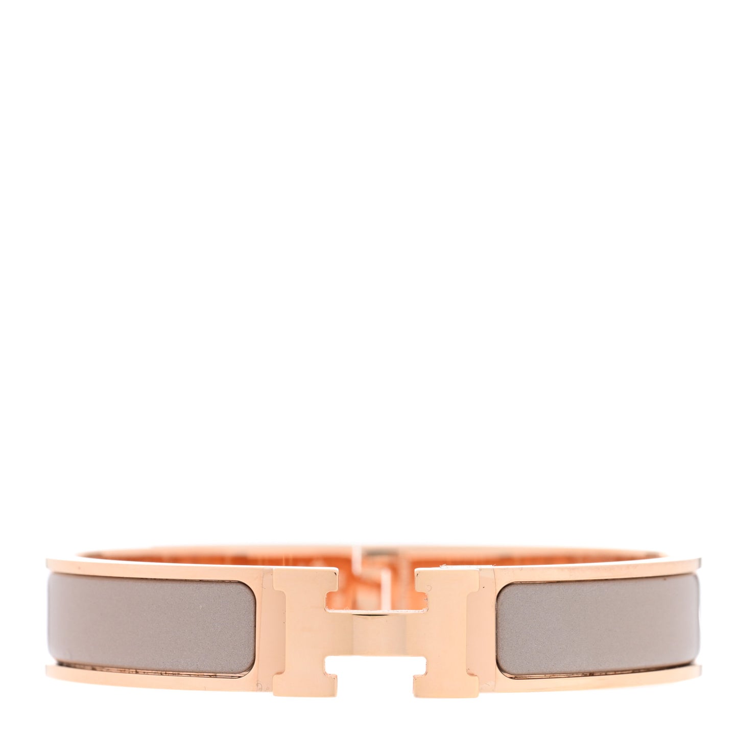 Enamel Narrow Clic Clac H Bracelet GM Marron Glace
