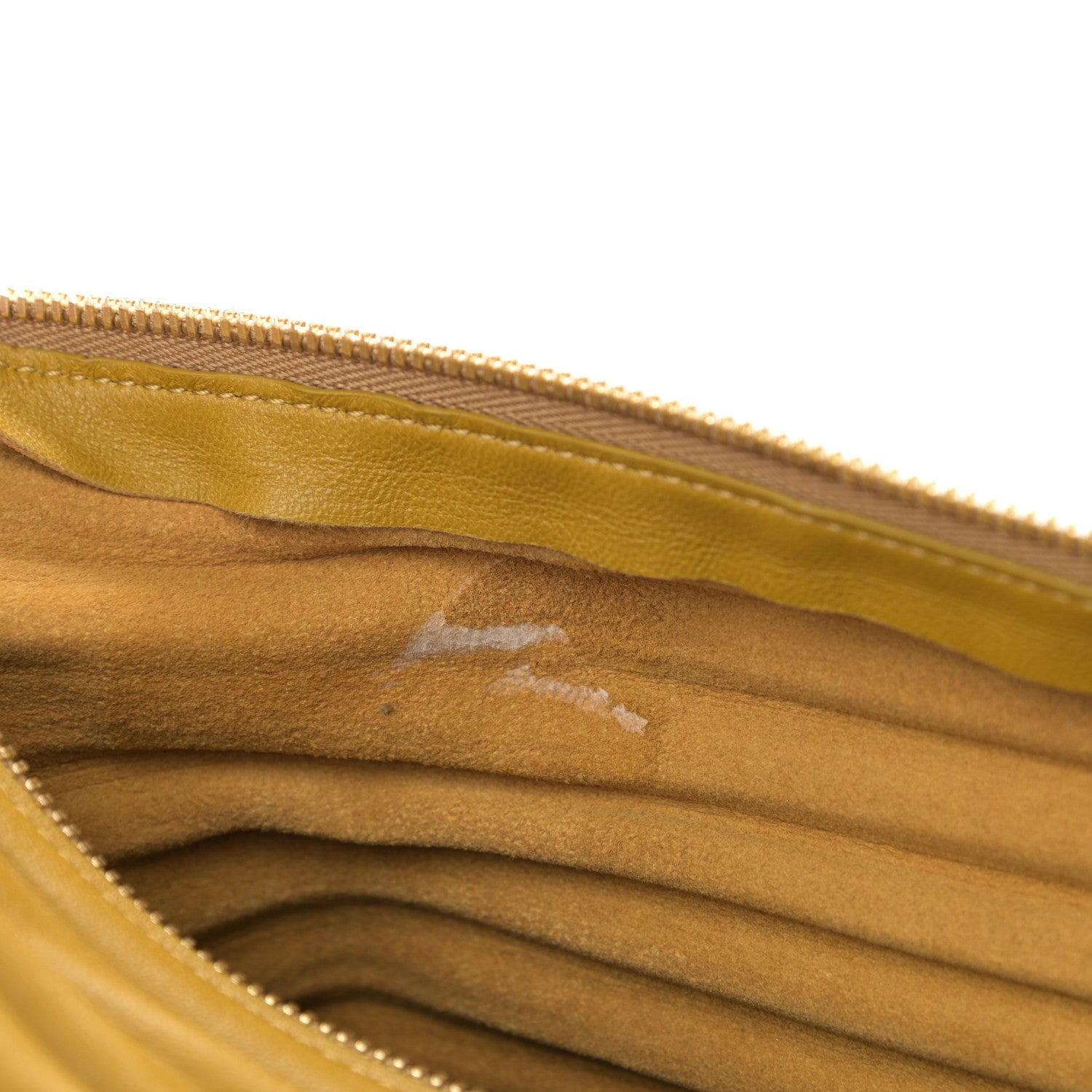 Loewe Lambskin Pleated Bracelet Pouch Shoulder Bag Ochre 10 of 10