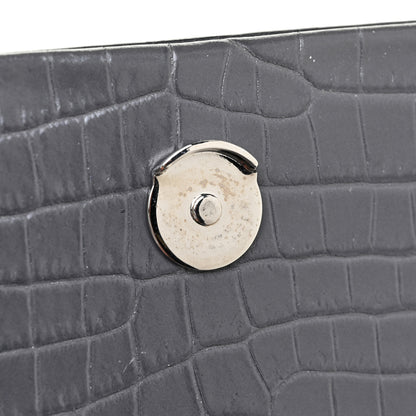 Saint Laurent Calfskin Crocodile Embossed Medium Classic Monogram Kate Tassel Satchel Dark Grey 9 of 11