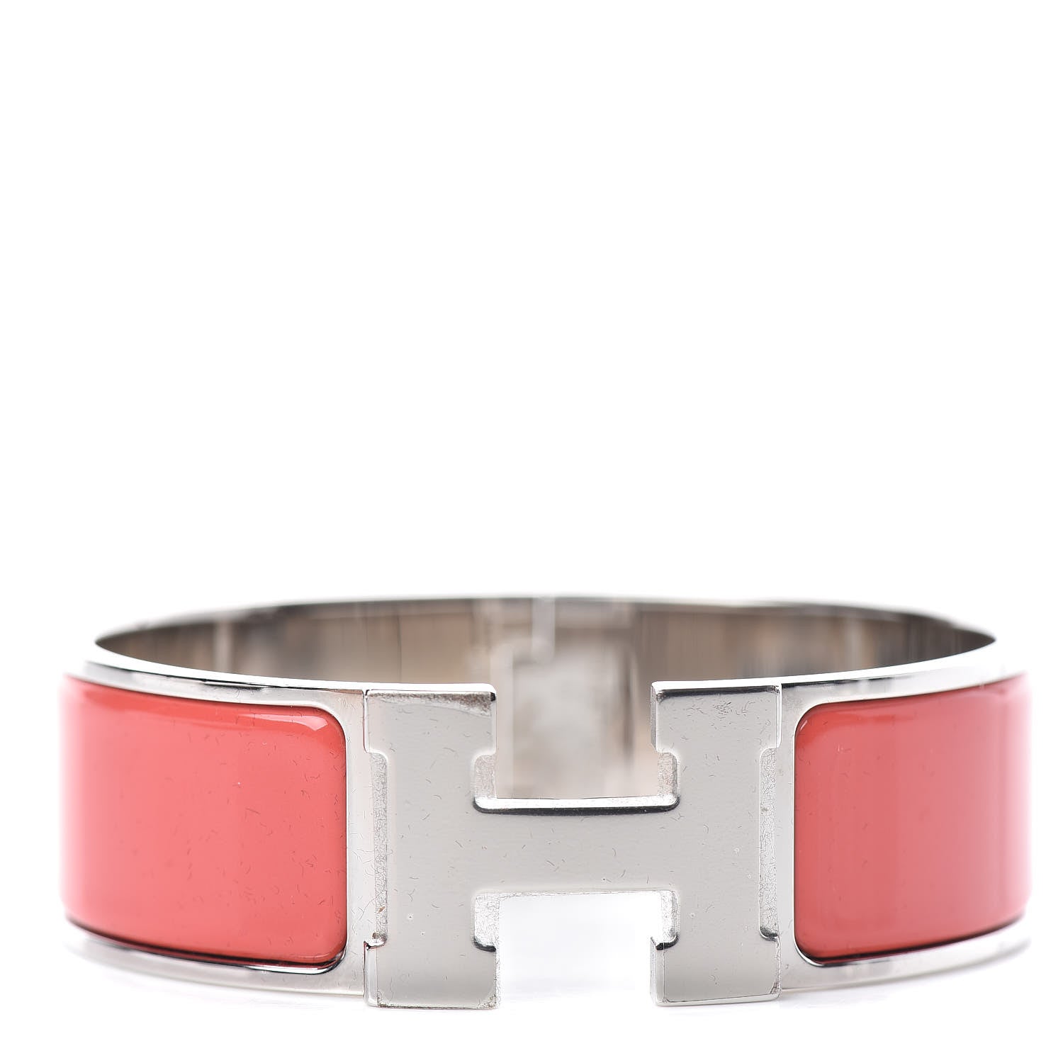 Hermes Enamel Wide Clic Clac H Bracelet GM Rouge Corail 1 of 4
