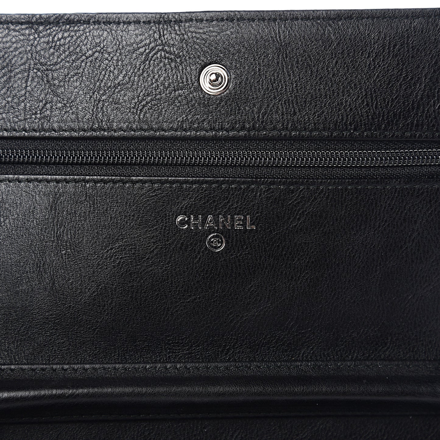 Crumpled Calfskin Quilted Wallet On Chain WOC So Black