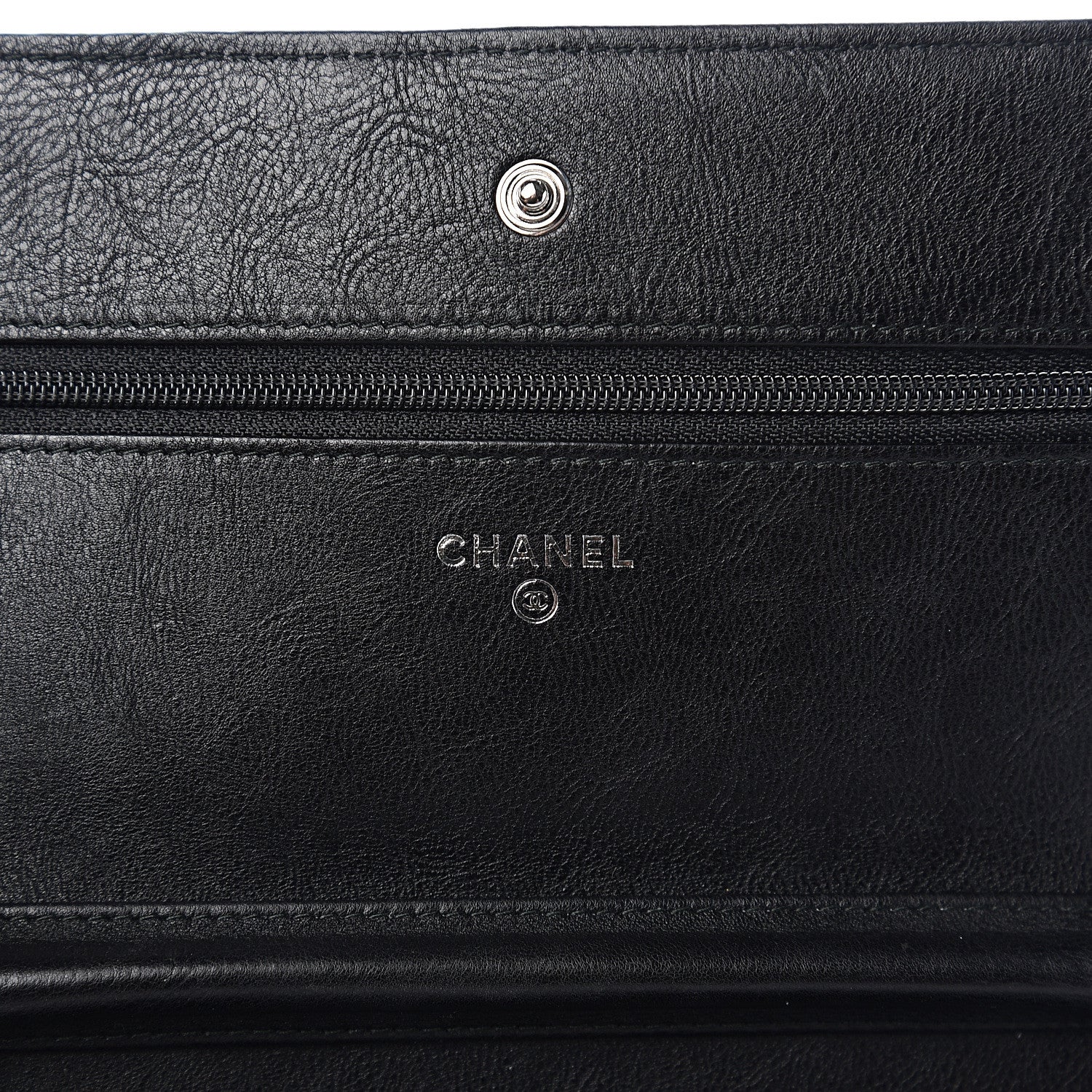 Chanel Crumpled Calfskin Quilted Wallet On Chain WOC So Black 5 of 10