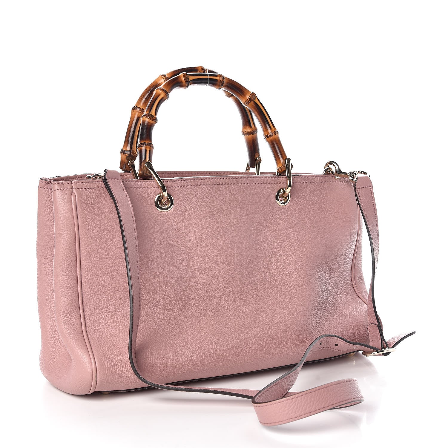 Gucci Pebbled Calfskin Medium Bamboo Shopper Tote Dark Cipria 3 of 9
