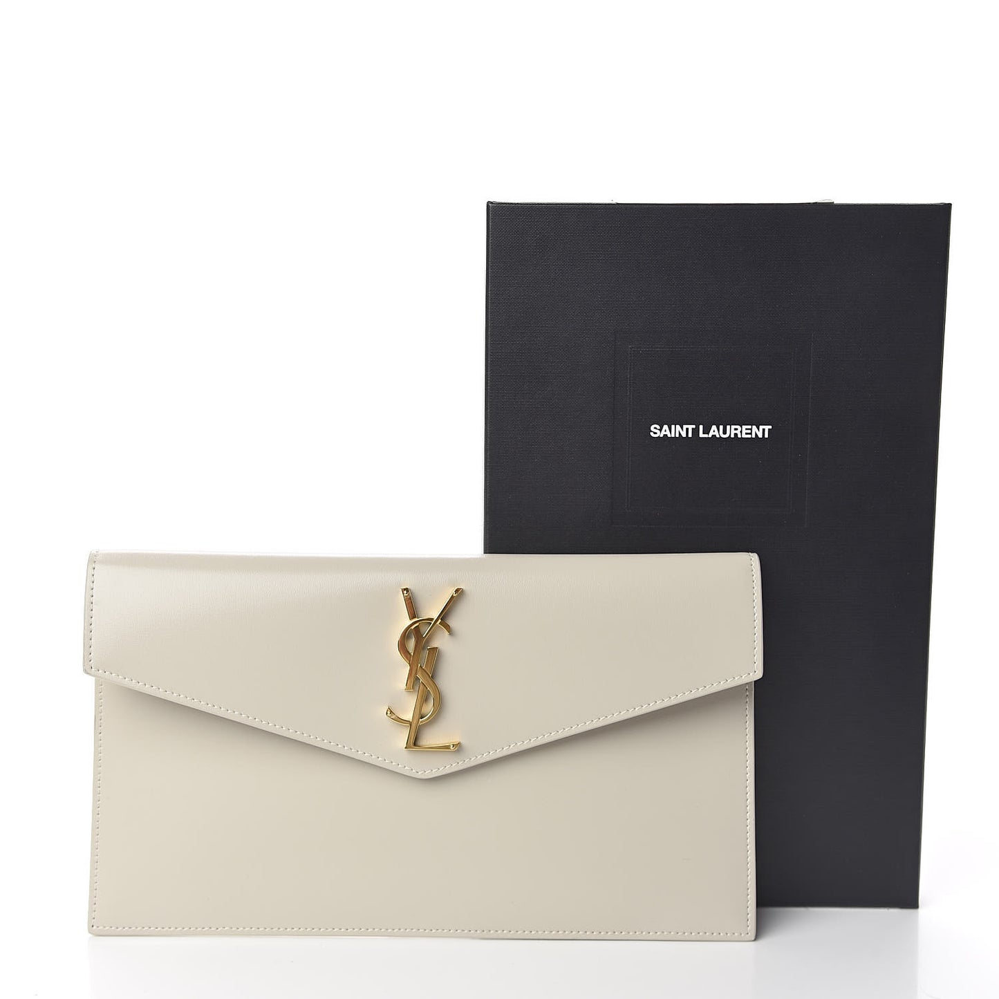 Smooth Shiny Calfskin Uptown Pouch Crema Soft
