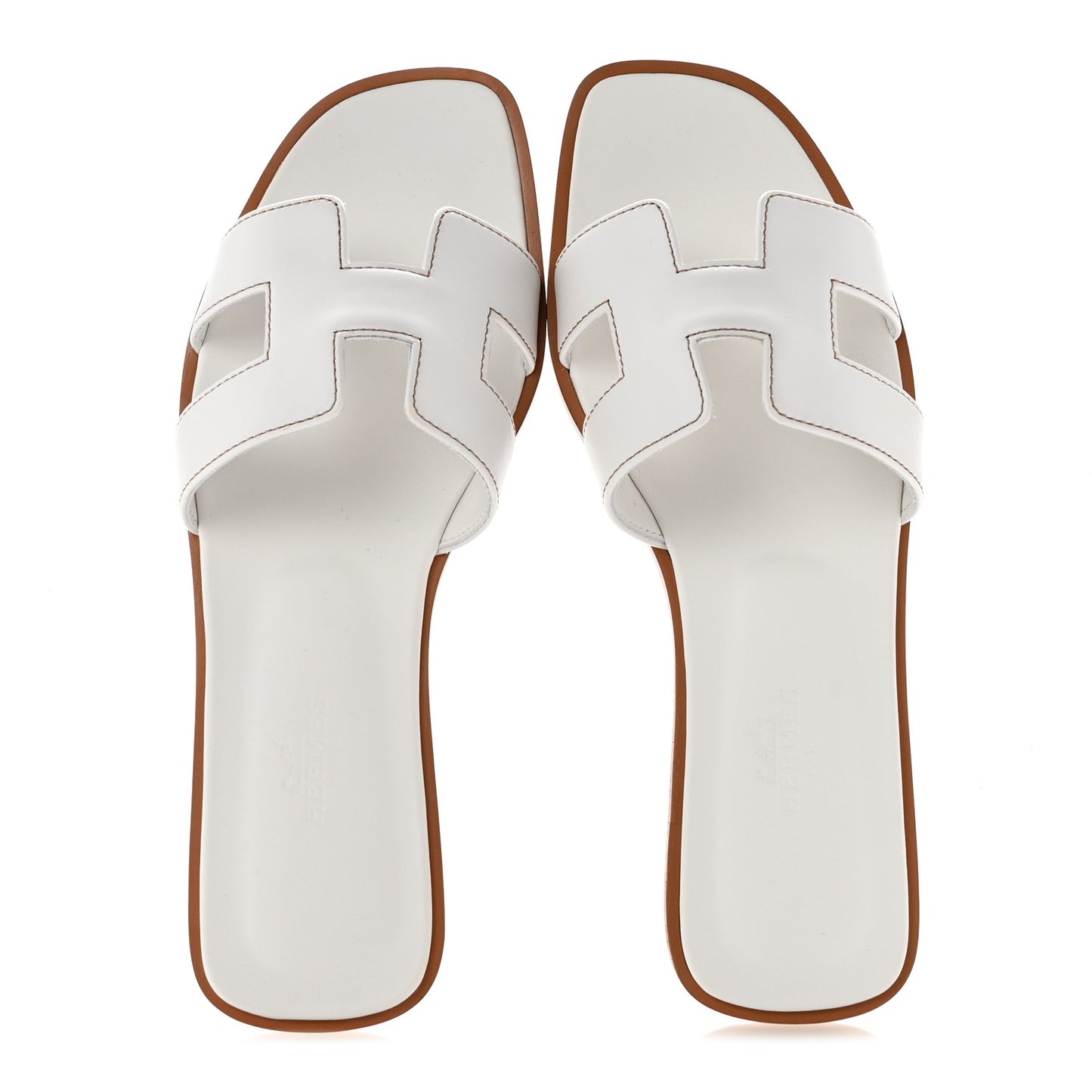 Box Calfskin Oran Sandals 36 White