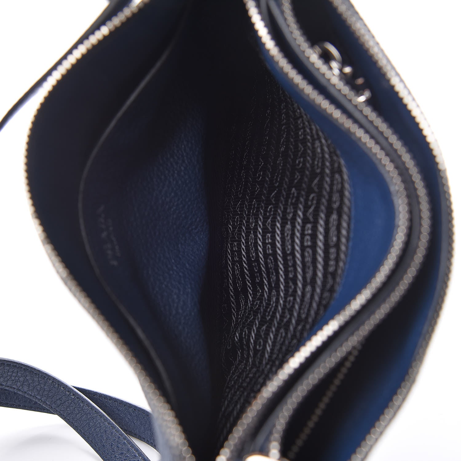 Prada Vitello Phenix Double Zip Crossbody Bag Baltico 8 of 9