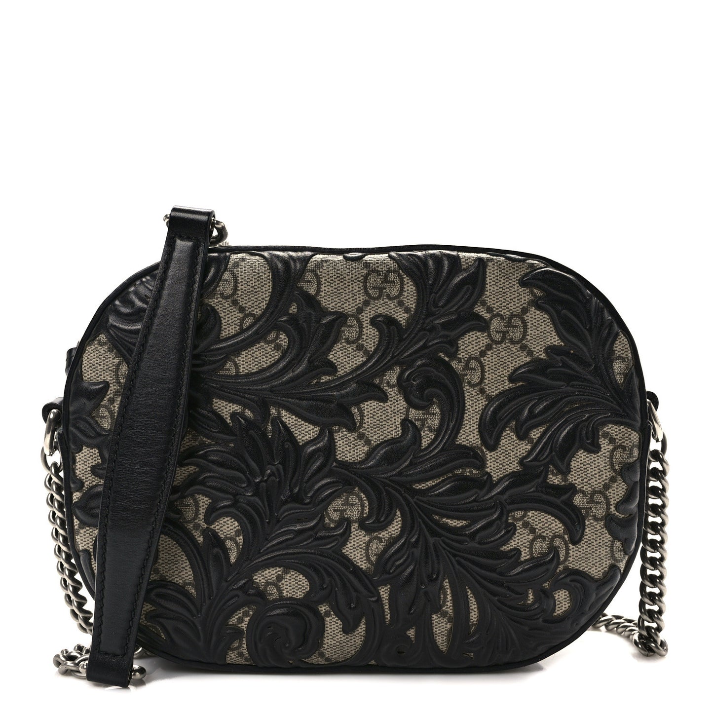 GG Supreme Monogram Arabesque Mini Chain Shoulder Bag Beige Black