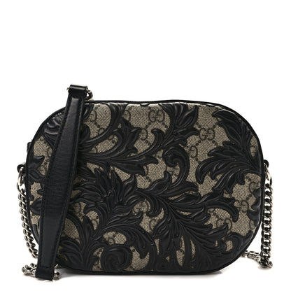 Gucci GG Supreme Monogram Arabesque Mini Chain Shoulder Bag Beige Black 1 of 9