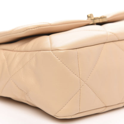 Chanel Shiny Goatskin Quilted Large Chanel 19 Flap Beige 9 of 11