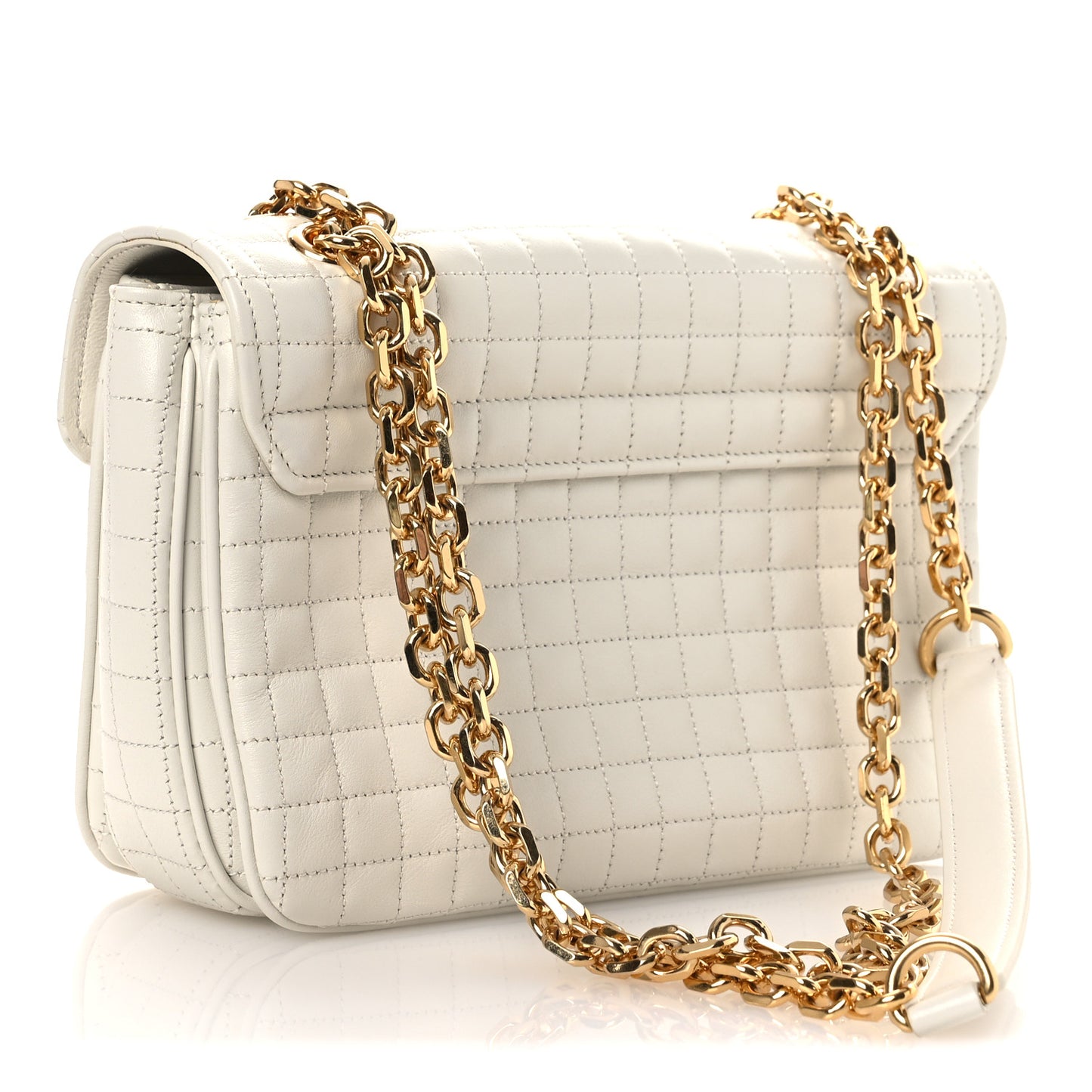 Calfskin Quilted Medium C Bag White